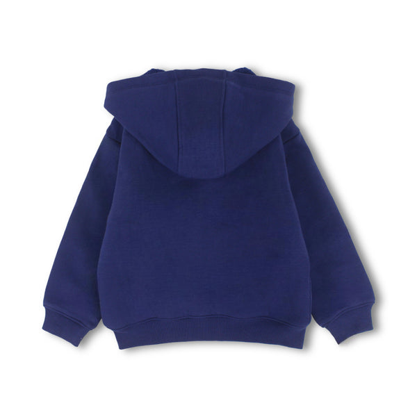 Unisex Cotton Fur-Lined Zip-Up Hoodie – Navy