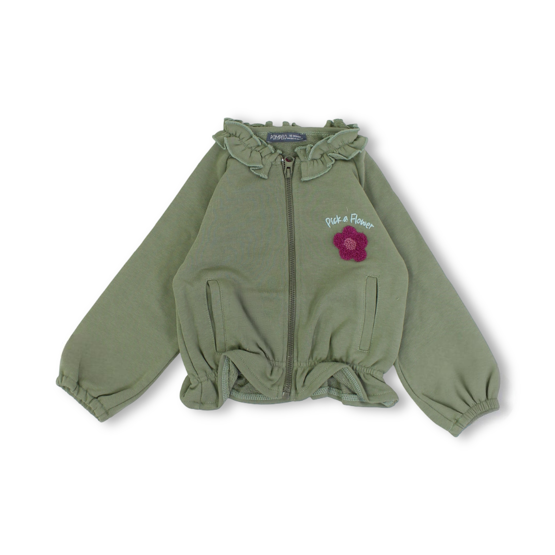 Baby Girls Long-sleeved Jacket – Olive