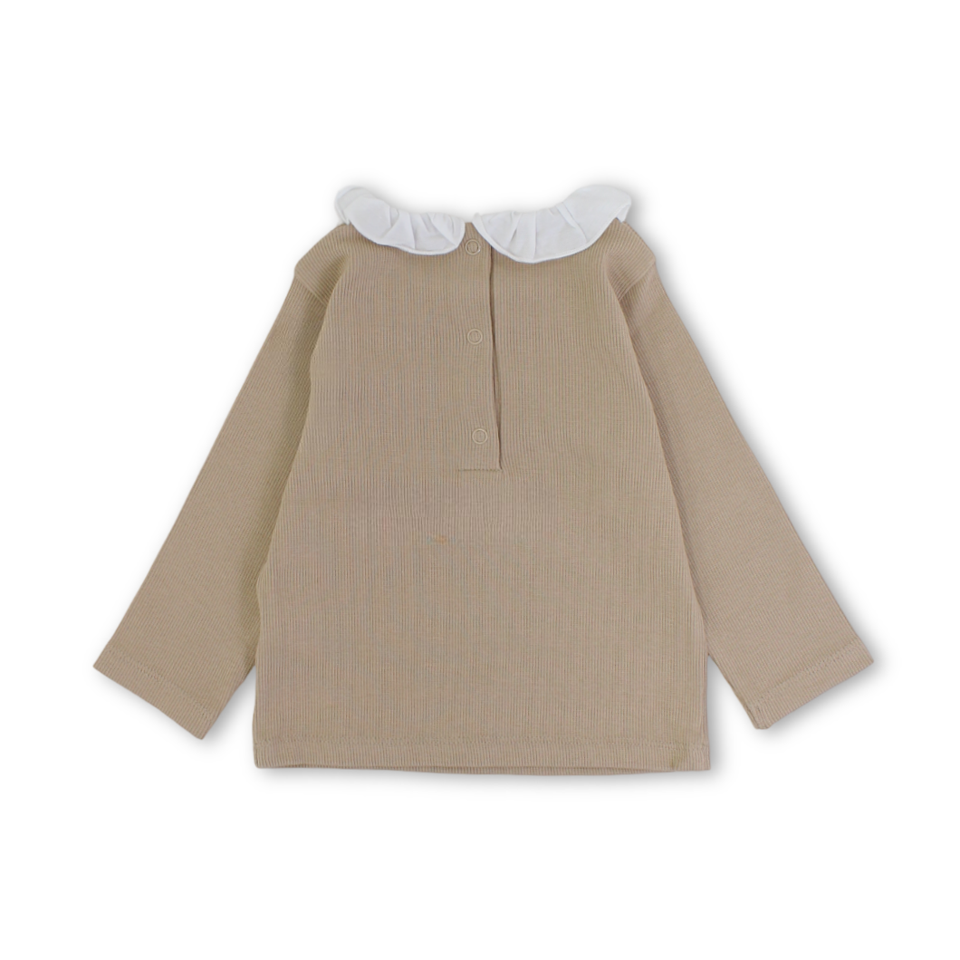 Baby Girls Long-sleeved Blouse – Camel & Pink