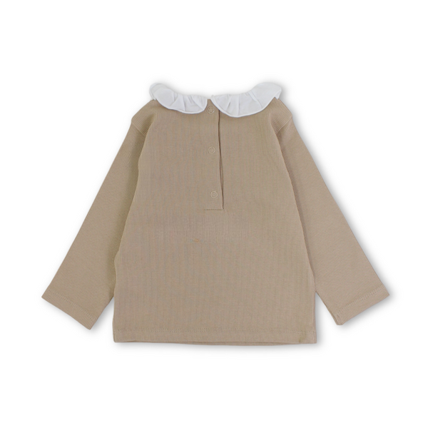 Baby Girls Long-sleeved Blouse – Camel & Pink