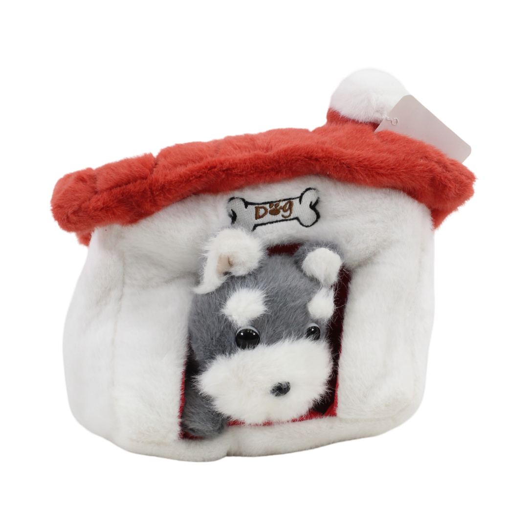Kids Plush Dog House Toy – White