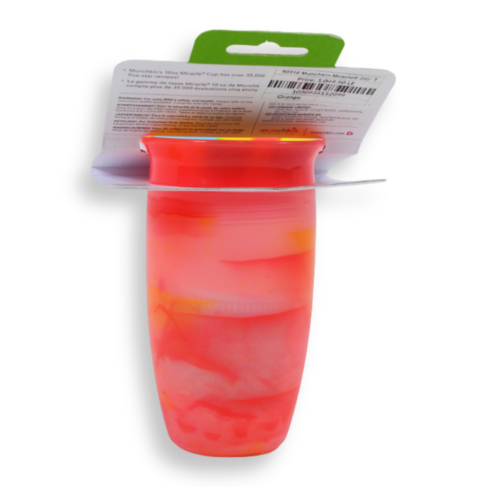 Munchkin Miracle® 360° Tropical Swirl Sippy Cup 10 oz – Orange, 12 Months+