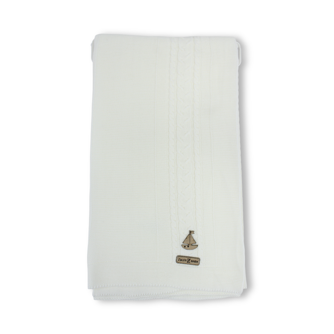 Unisex Baby Knitted Blanket – Off-White