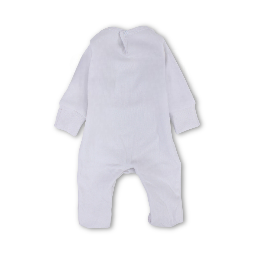 Baby Girls Long-Sleeved Baby Footie – White with "Daddy's Little Girl" Print