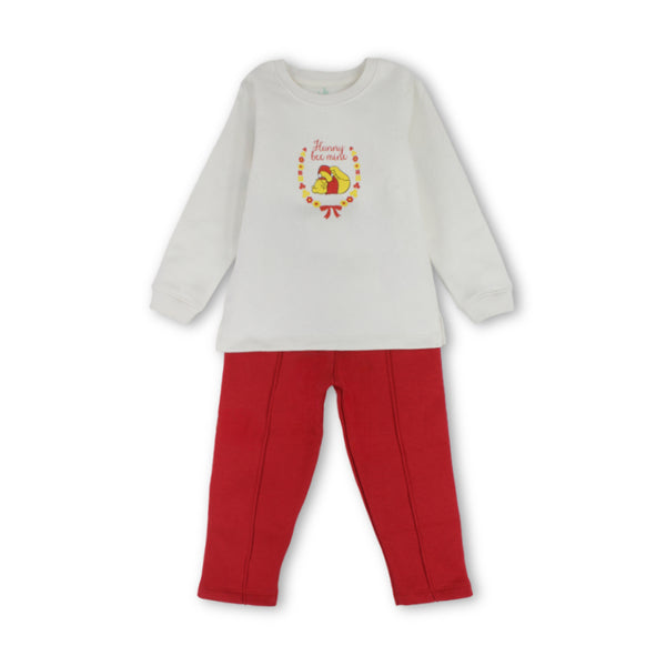 Baby Printed Pajama Set – فضى * باذنجاني طقم بيبي Pooh كم – Pooh Design