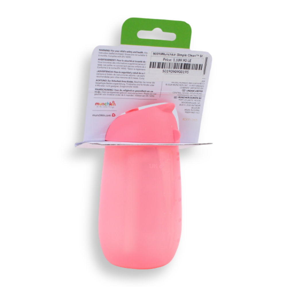 90019Munchkin Simple Clean™ Straw Cup 10 oz - Pink 12 months +