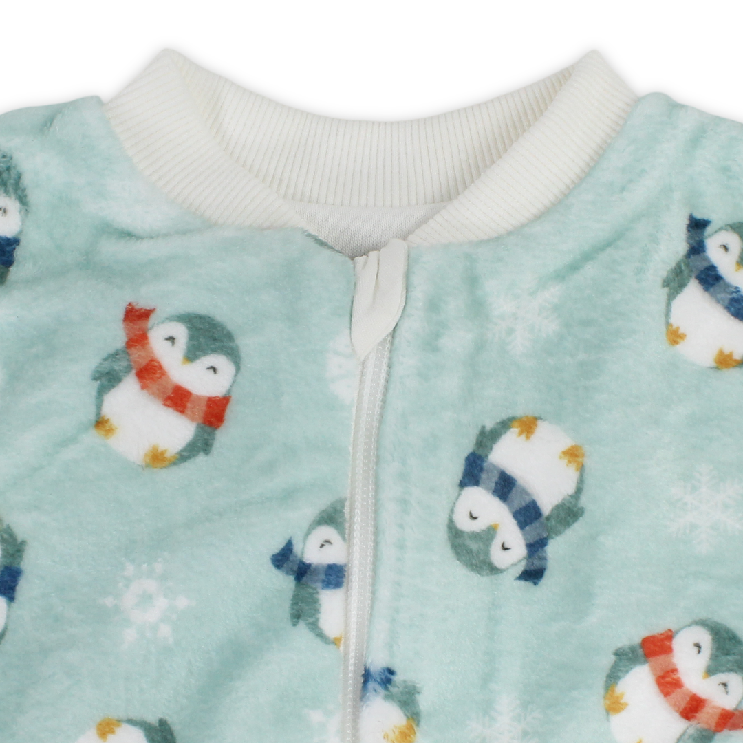 Baby Boys Sleeping Bag – Aqua with Penguin Print
