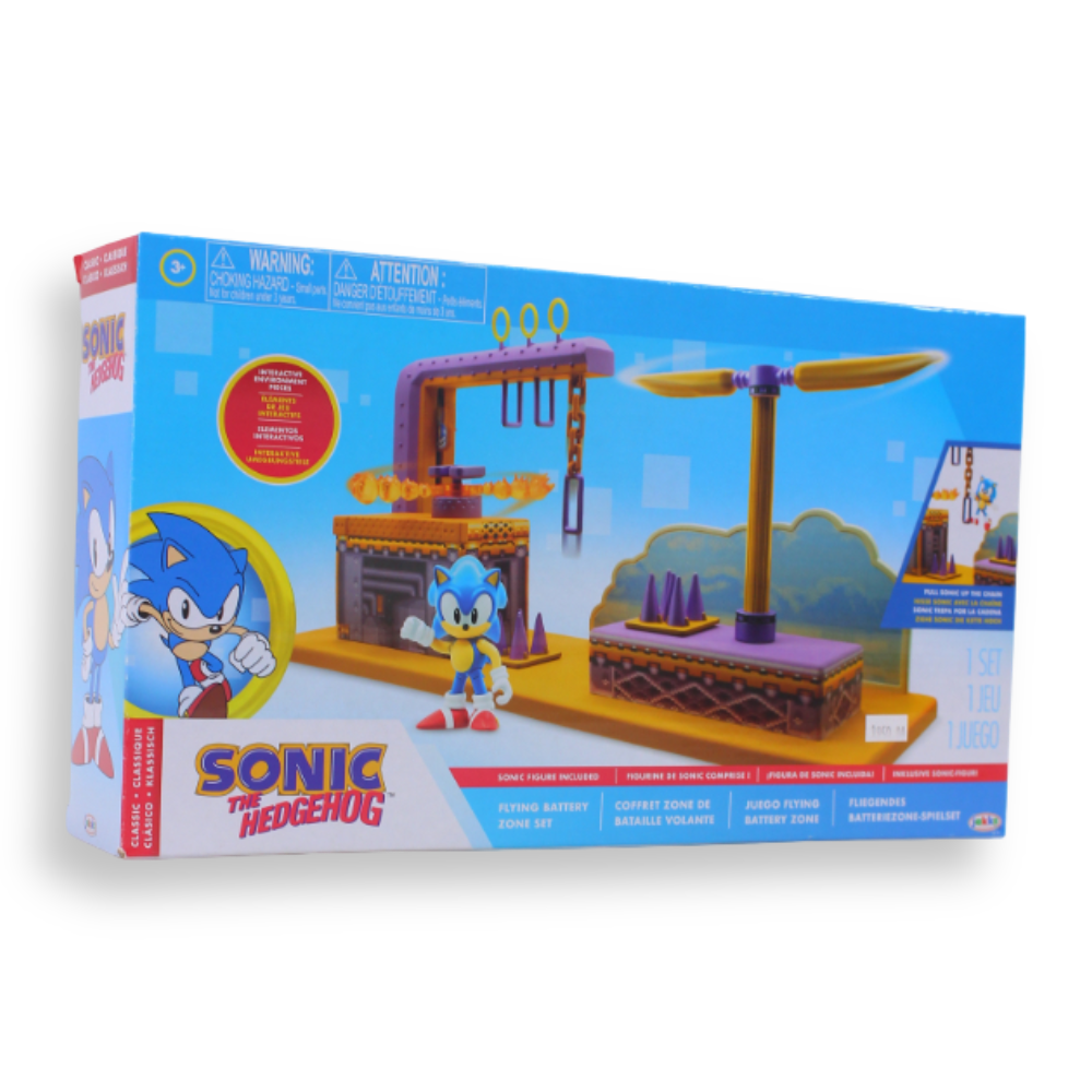 Jakks Games: Sonic the Hedgehog - Flying Battery Zone Playset with Classic Sonic Action Figure (2.5 Inch)