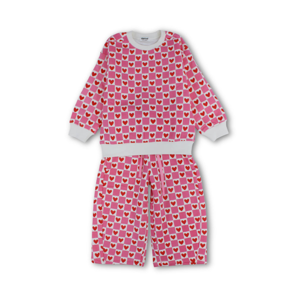 Girls’ Fuchsia Heart-and-Square Outfit Set