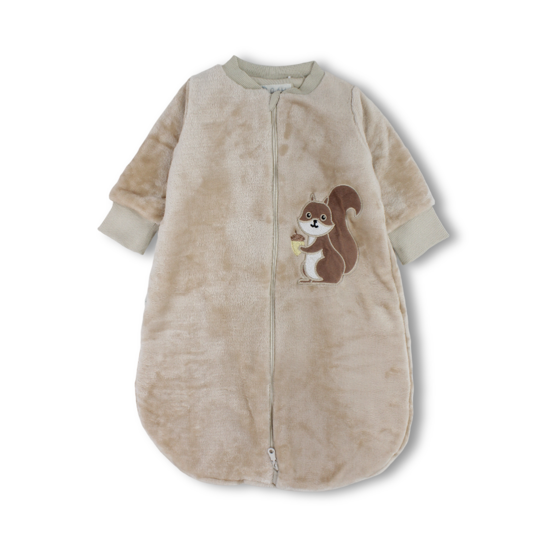 Baby Girls Sleeping Bag – Beige with Squirrel Print