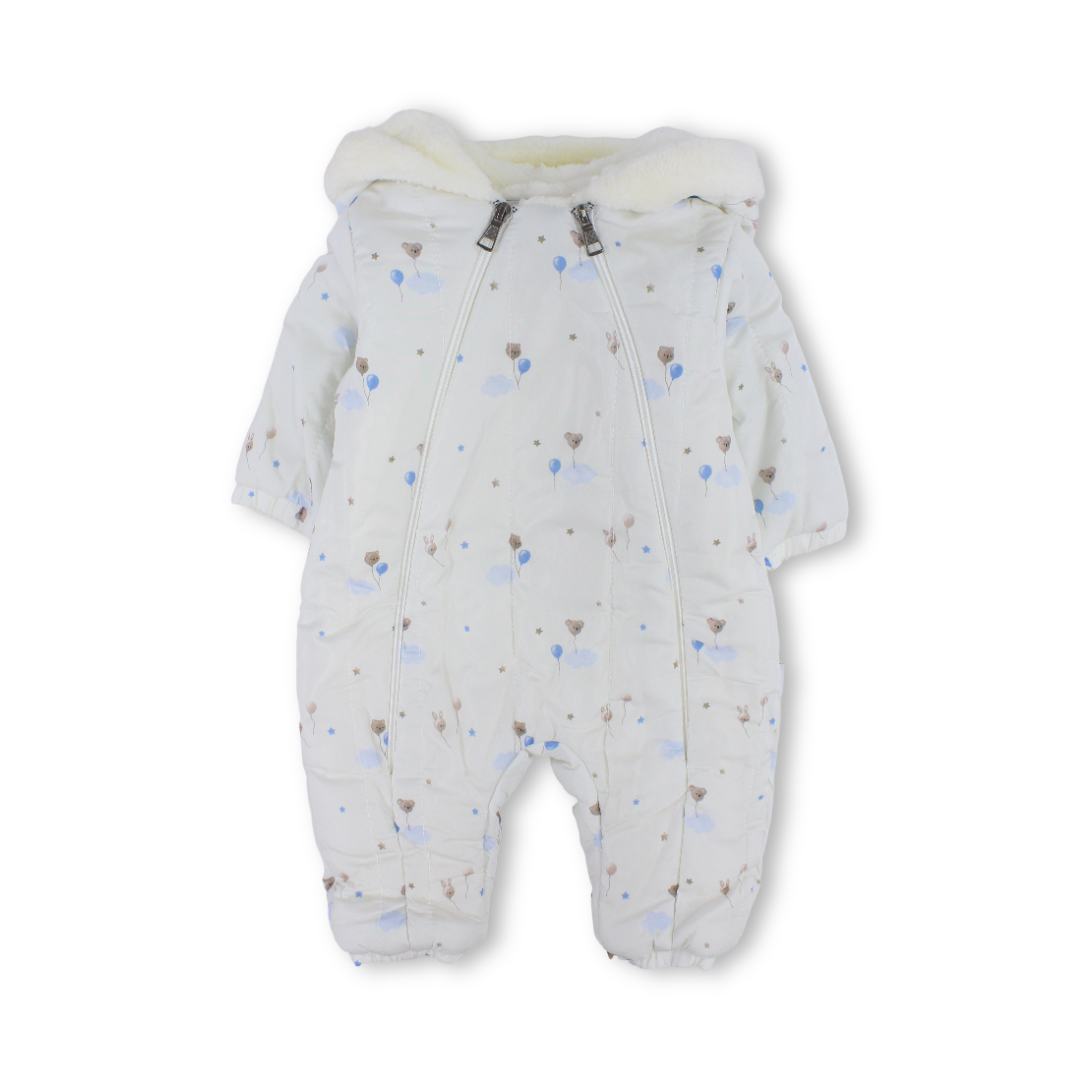 Baby Boys Padded Long-sleeved Baby Footie With Balloon Print