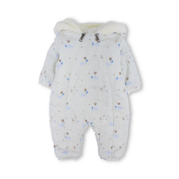 Baby Boys Padded Long-sleeved Baby Footie With Balloon Print