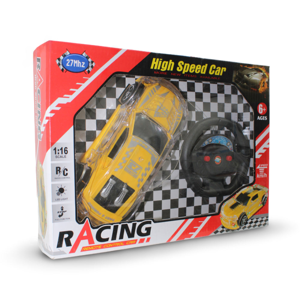 RC Racing Car with LED Lights – Yellow