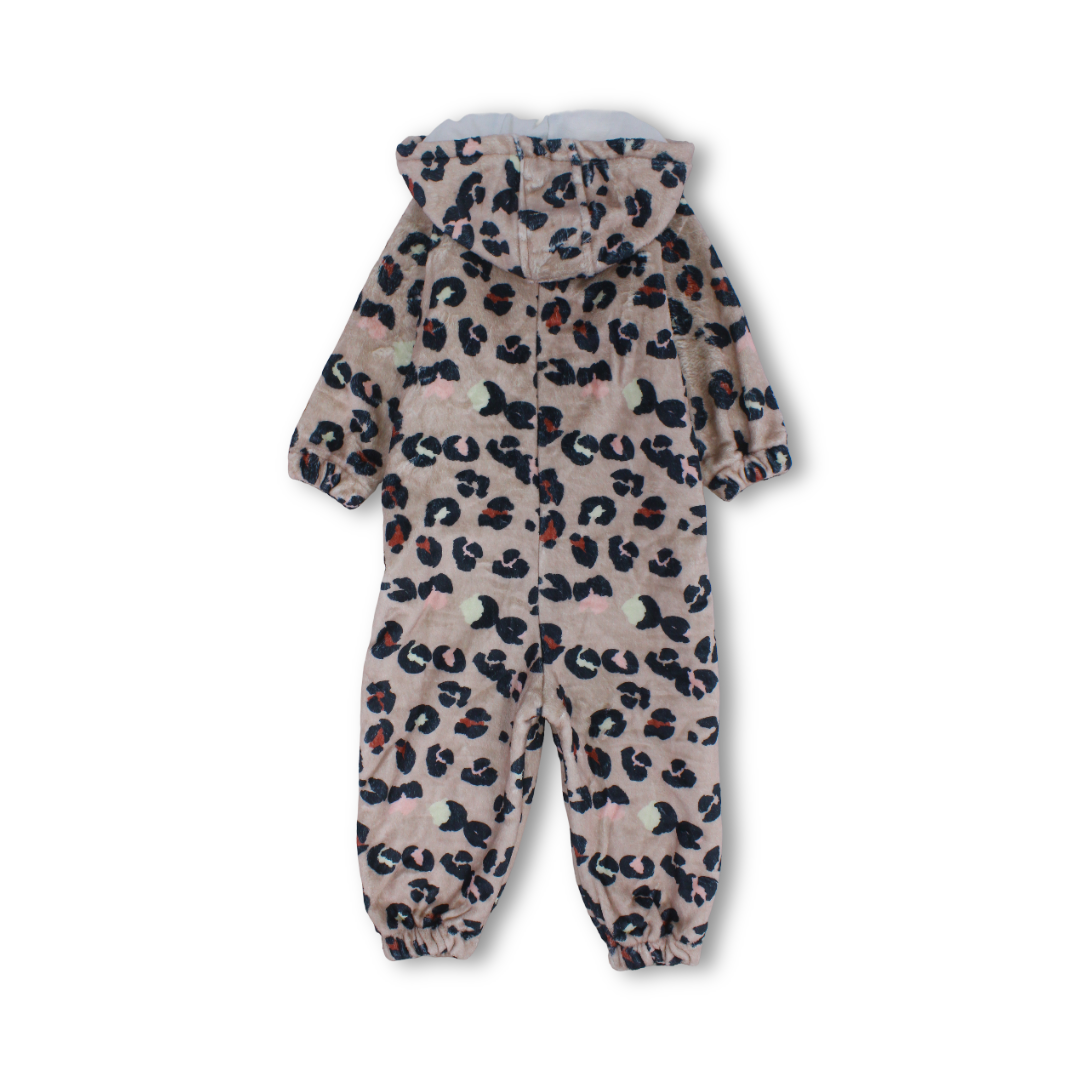 Girls Leopard Print Baby Footie – Dusty Pink