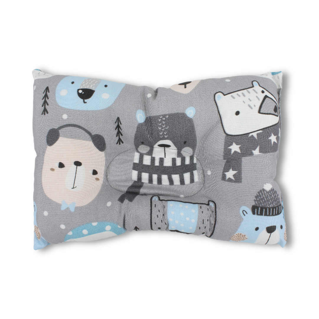 Baby Small Pillow – Grey with Forest Animals Print
