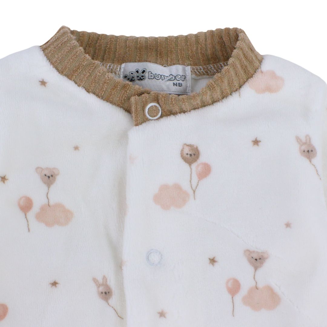 Baby Boys Long-sleeved Baby Footie With Collar & Front Pockets
