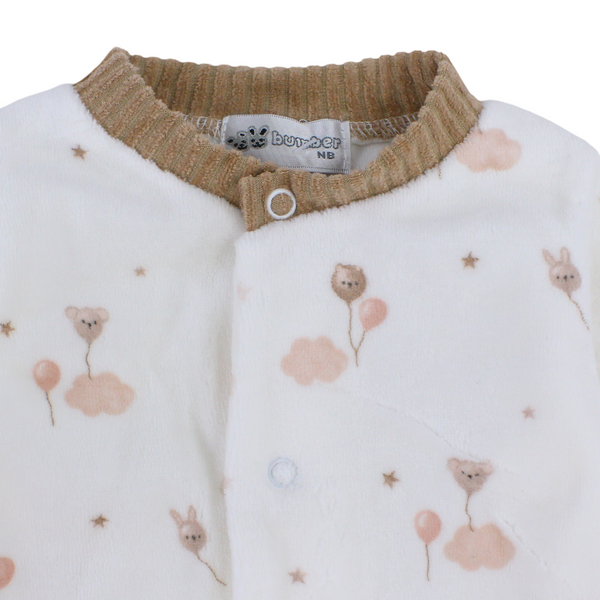 Baby Boys Long-sleeved Baby Footie With Collar & Front Pockets