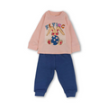 Baby Girls Cotton Long-Sleeved Pajama – Mint & Salmon with Flying Rabbit Print