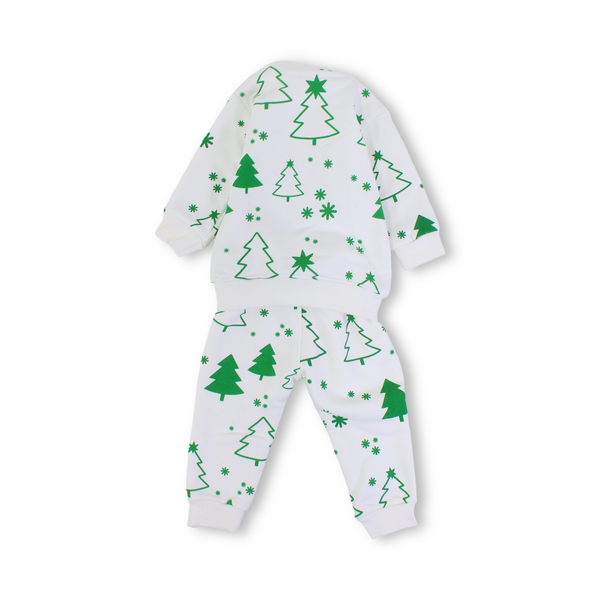 Baby Boys Long-Sleeved Pajama Set – Off White with "Winter Fun" Print