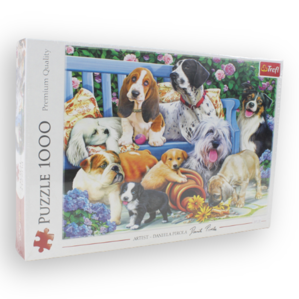 Trefl 1000-Piece Jigsaw Puzzle – Dogs In The Garden