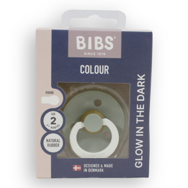 BIBS Pacifier Colour 1 Pack Latex Size 2 Sage GLOW