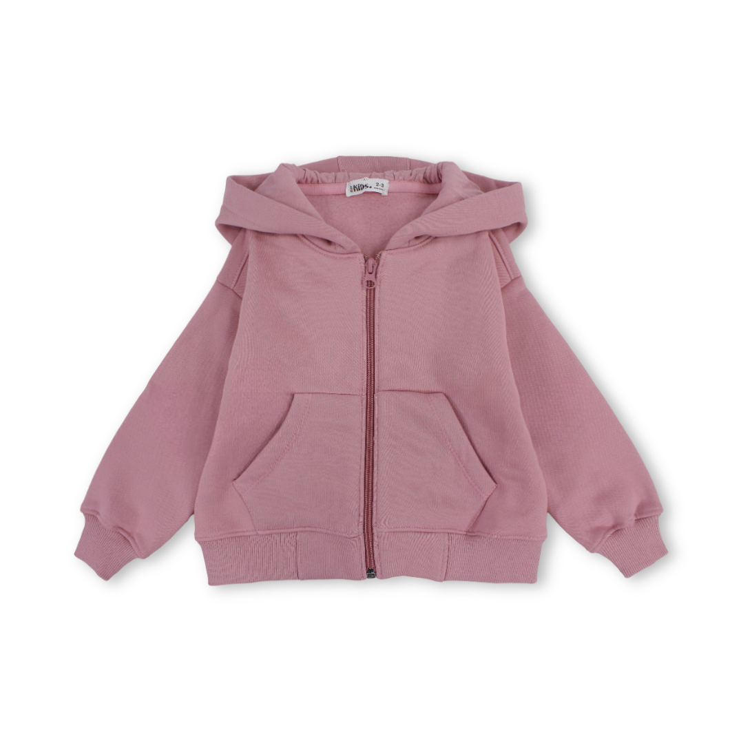 Unisex Kids Zip-Up Hoodie – Dusty Pink