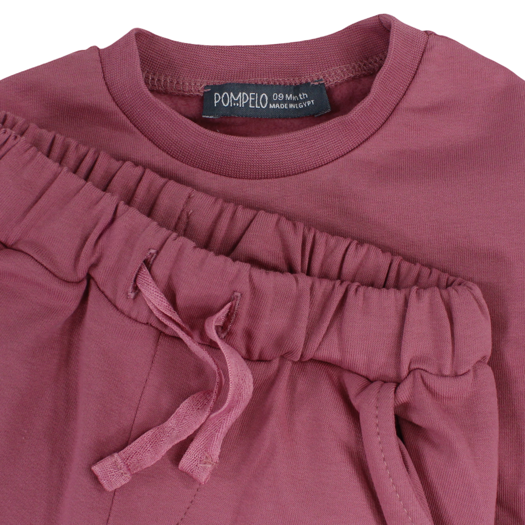 Baby Girls Two-Piece Outfit Set – Beige & Brick