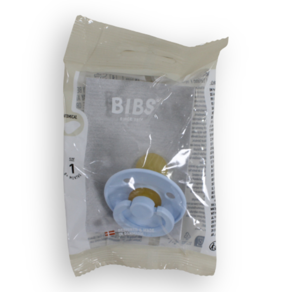 BIBS Pacifier Colour Anatomical Latex Size 1 Baby Blue