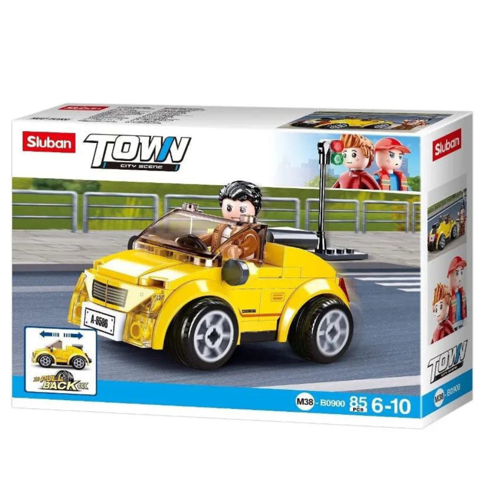 Sluban Pull Back Yellow Cabrio Building Blocks Set - 85 Pcs