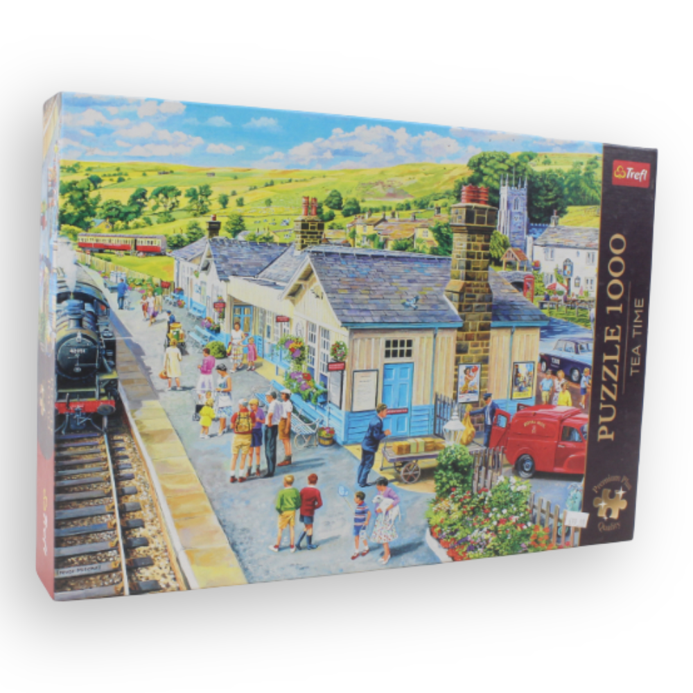 Trefl 1000-Piece Jigsaw Puzzle – Tea Time: The Village Station