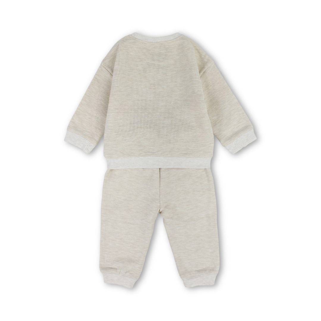 Baby Girls Two-Piece Outfit Set – Beige & Brick