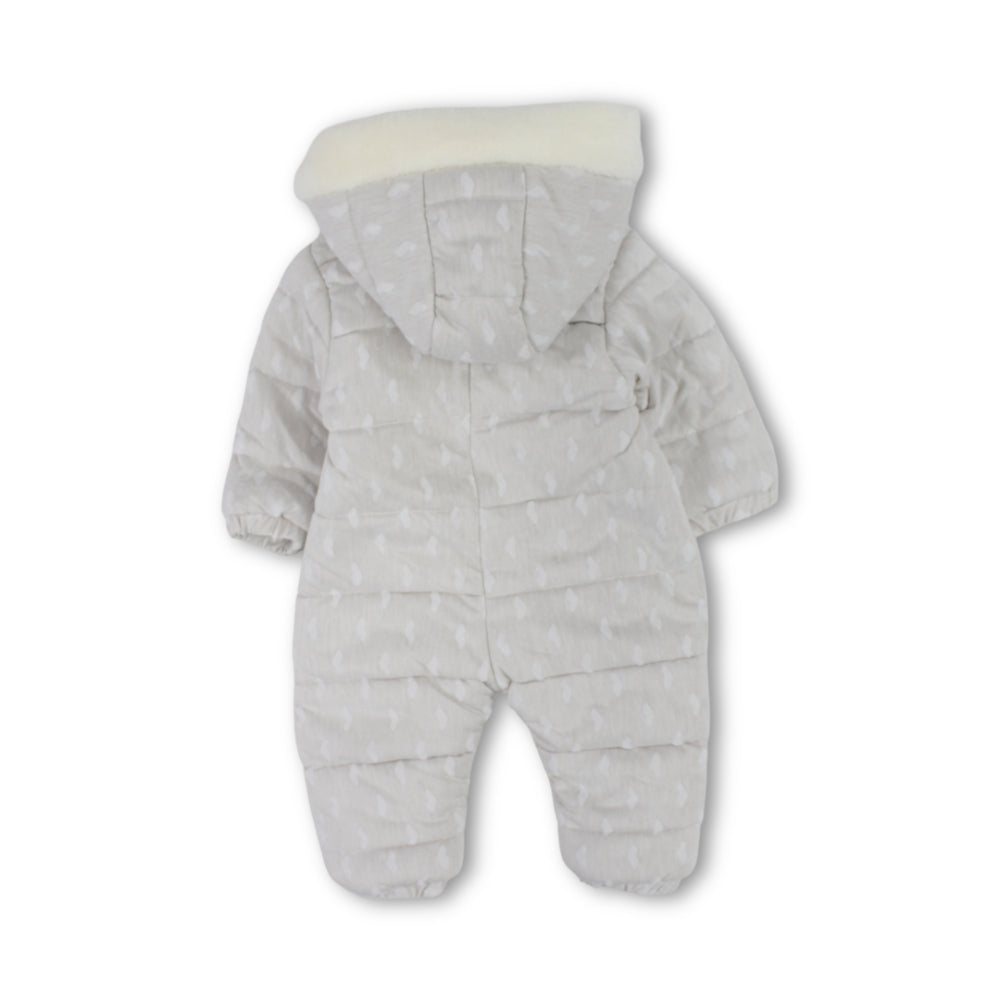 Baby Girls Cotton Baby Footie – Beige & Baby Blue with Star Detail