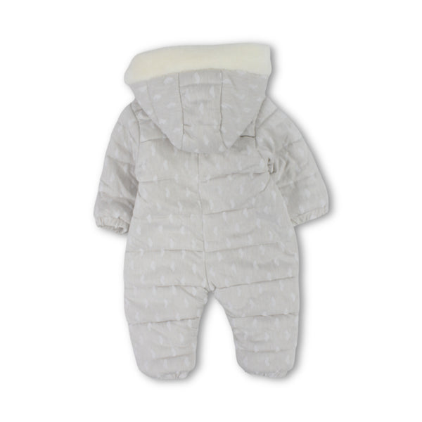 Baby Girls Cotton Baby Footie – Beige & Baby Blue with Star Detail