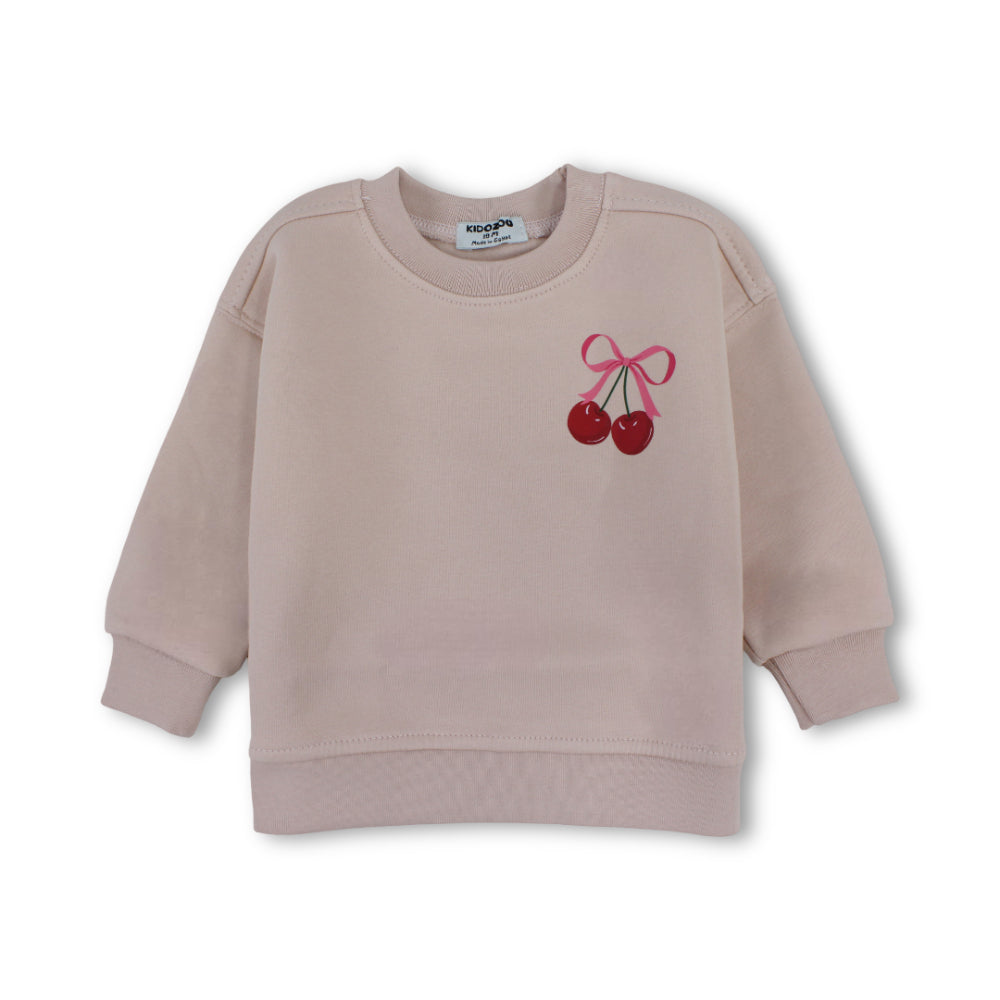 Girls Cotton Sweatshirt – Dusty Pink with "Cutest" Print