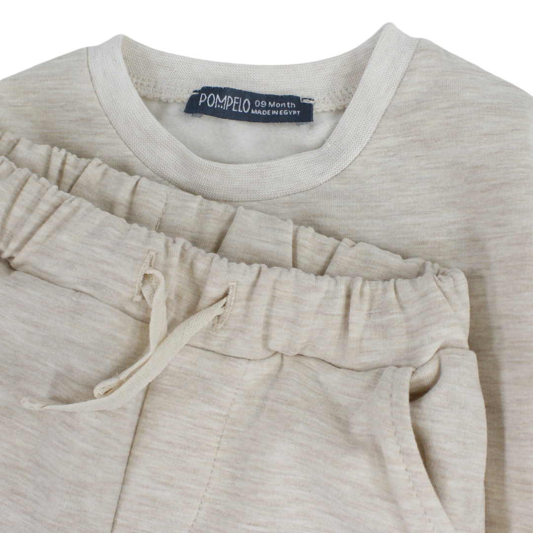 Baby Girls Two-Piece Outfit Set – Beige & Brick