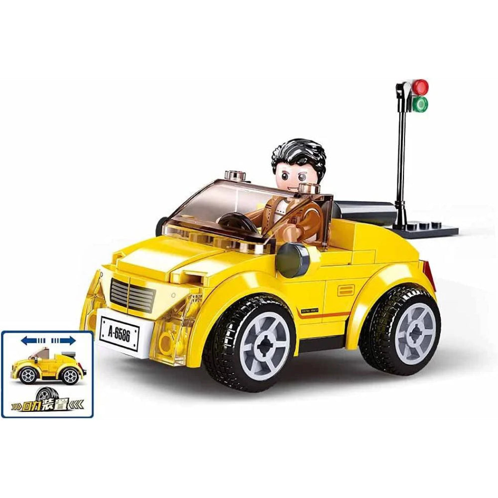 Sluban Pull Back Yellow Cabrio Building Blocks Set - 85 Pcs
