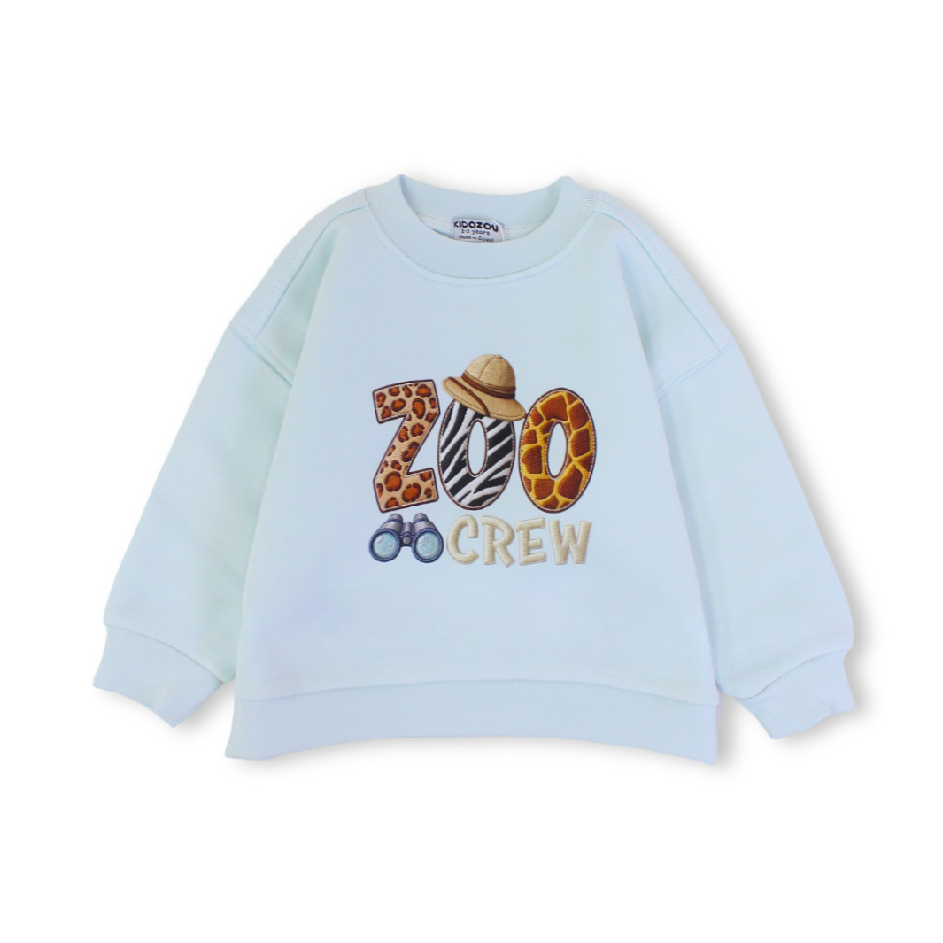 Baby Boys Sweatshirt – Aqua with ZOO Print
