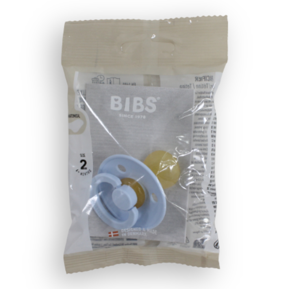 BIBS Pacifier Colour Anatomical Latex Size 2 Baby Blue