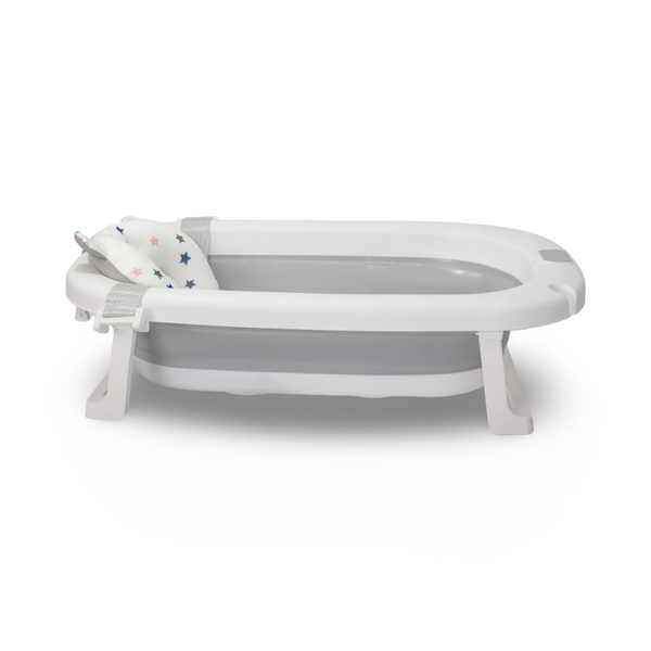 Baby Foldable Silicone Bathtub With Cushion – Grey