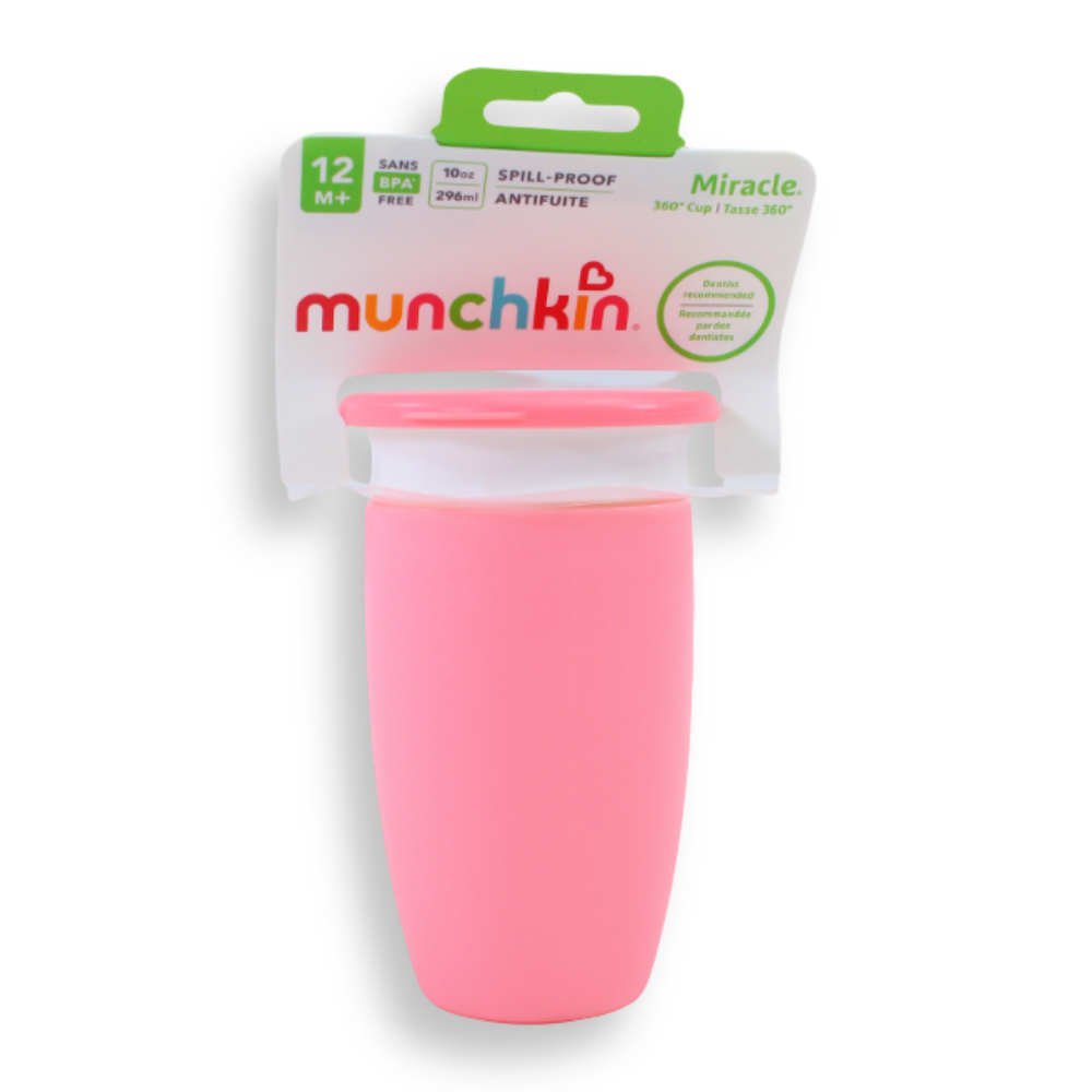 Munchkin Miracle® 360° Sippy Cup with Lid 10 oz - Pink 12 months +