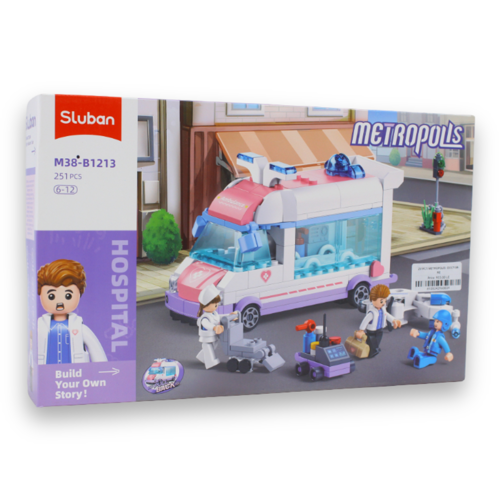 Sluban Metropolis Doctor Rescue Pull-Back Building Set – 251 Pieces