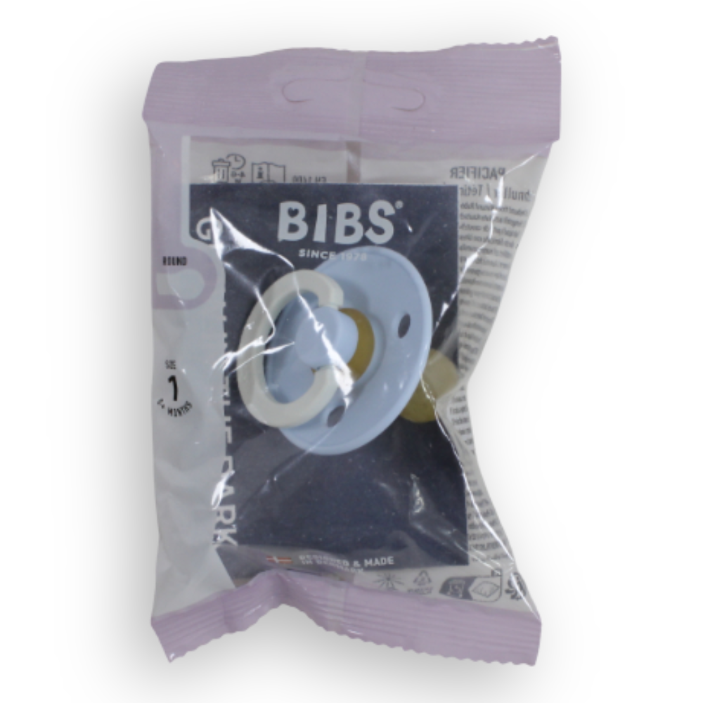 BIBS Pacifier Colour Latex Size 1 Baby Blue GLOW