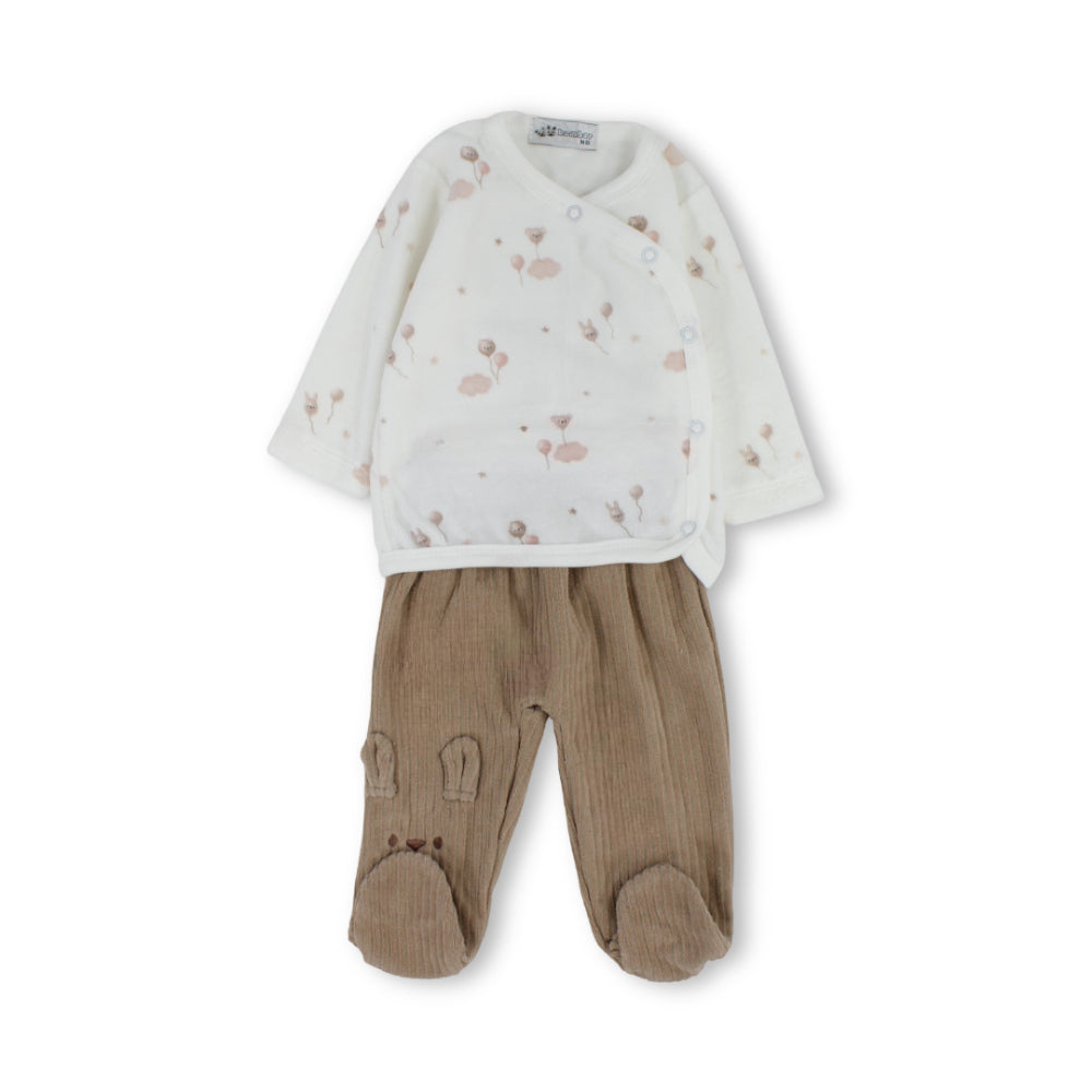Unisex Baby Cotton Pajama Set with Teddy Bear & Balloon Print
