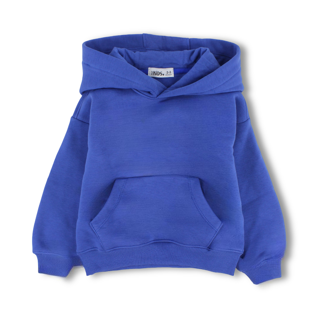 Unisex Kids Cotton Hoodie – Plain Blue
