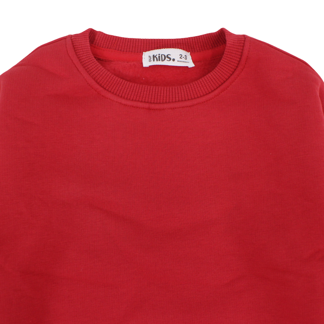 Unisex Cotton Long-Sleeved Sweatshirt – Plain Red