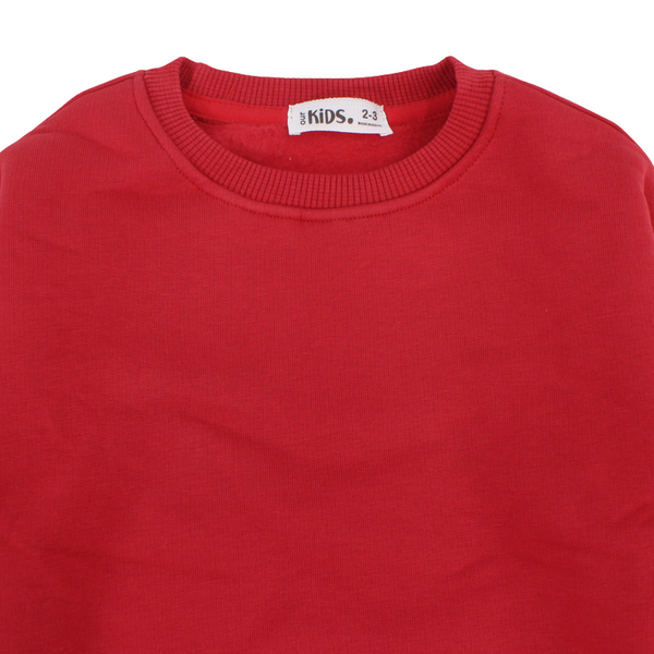 Unisex Cotton Long-Sleeved Sweatshirt – Plain Red