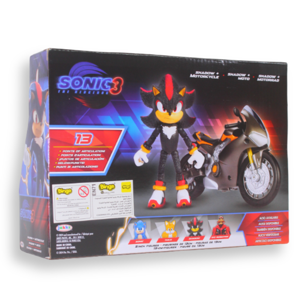 Jakks Games: Sonic the Hedgehog Movie 3 - Shadow Action Figure with Mortorcycle (5 Inch)