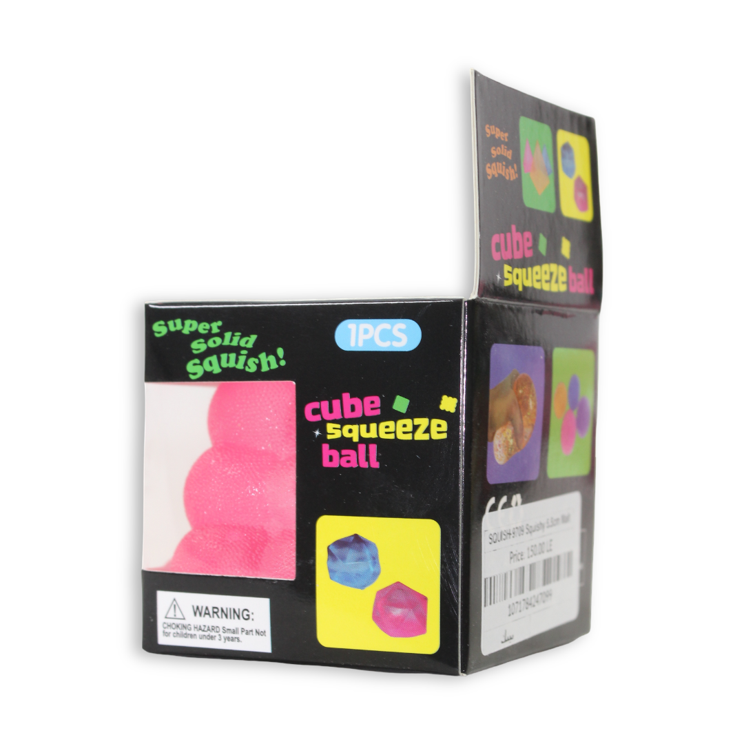 Bingo Frosted Cube Squishy Toy – Pink, 5.5 Cm