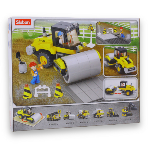 Construction Single Steel-Wheeled Street Roller Building Set – 171 Pieces