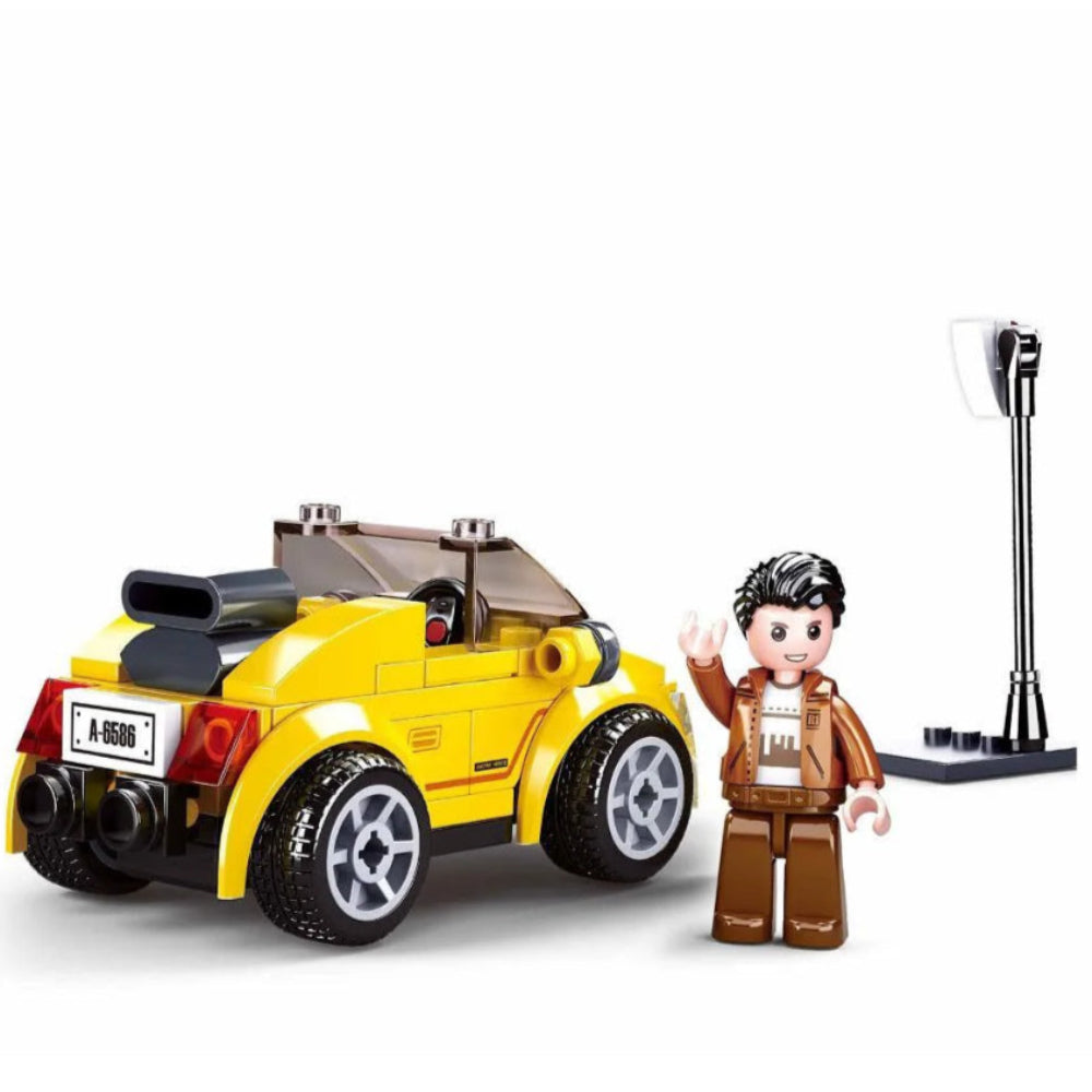Sluban Pull Back Yellow Cabrio Building Blocks Set - 85 Pcs
